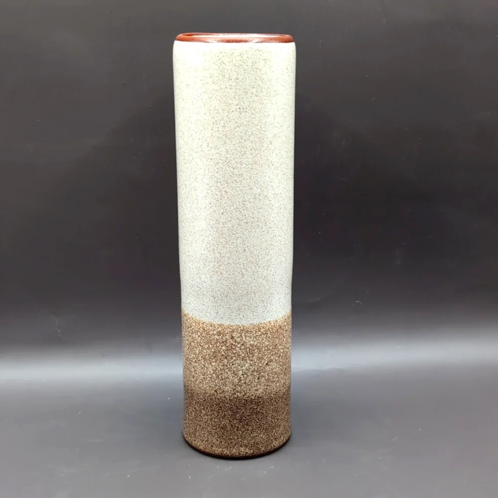 Vintage 1970's Pottery Bud Vase Signed Quebec Mid Century Hand Made Stoneware